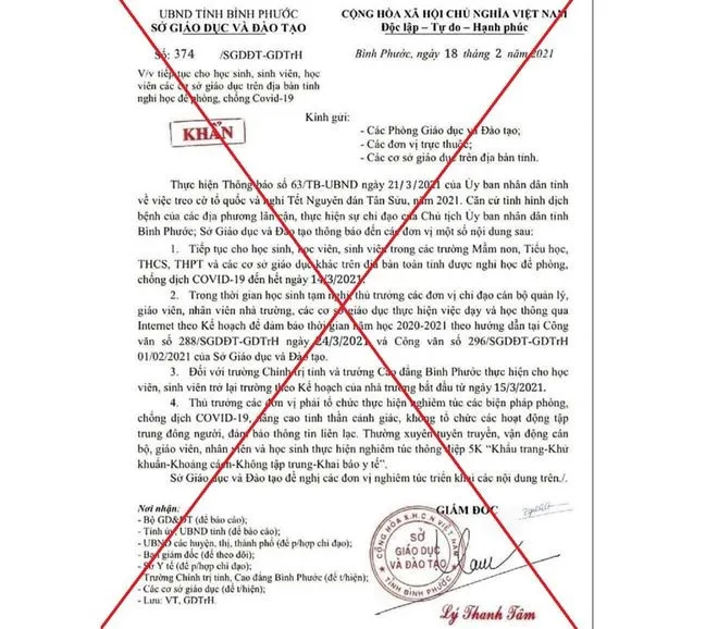 Đề nghị xử phạt 10 triệu đồng người đăng công văn giả mạo cho học sinh nghỉ học ảnh 1