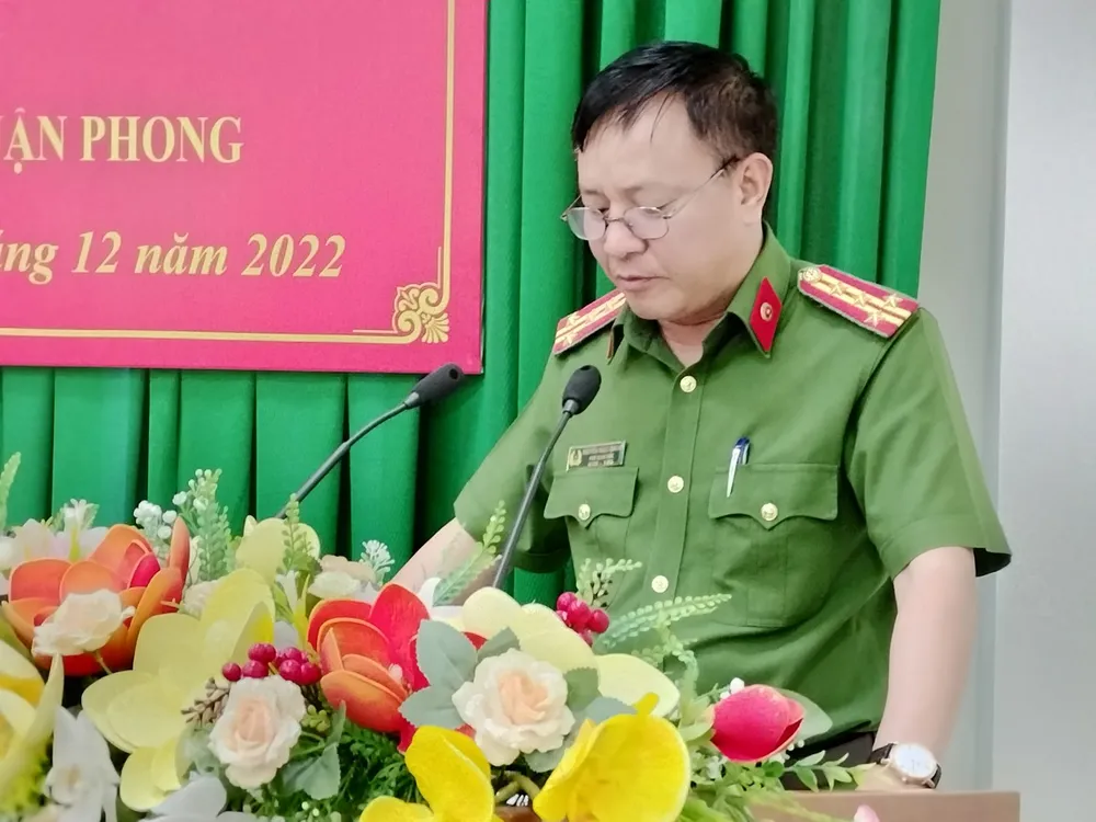 Đại tá Nguyễn Ngọc Quang, Phó Giám đốc Công an tỉnh Đồng Nai phát biểu tại buổi họp báo Đại tá Nguyễn Ngọc Quang, Phó Giám đốc Công an tỉnh Đồng Nai phát biểu tại buổi họp báo