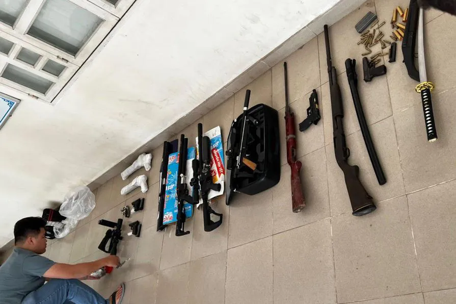 Số tang vật lực lượng chức công an thu giữ của các đối tượng. Ảnh: CACC Số tang vật lực lượng chức công an thu giữ của các đối tượng. Ảnh: CACC