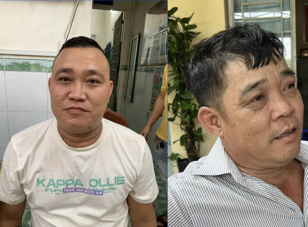 Đối tượng Hiếu (trái) và Viên bị tạm giữ phục vụ điều tra