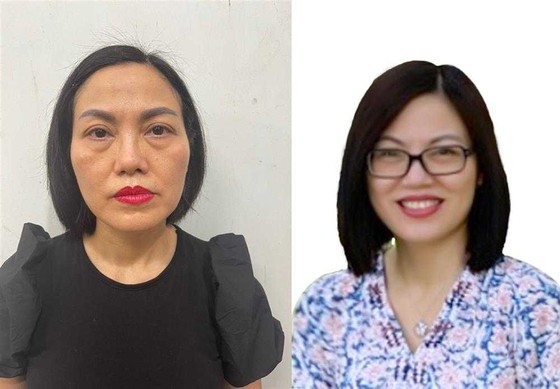 Nguyen Thi Thu Phuong (black shirt) when surrendered at the Investigation Police Investigation Agency under the Ministry of Public Security and at the time of prosecution (patterned shirt)