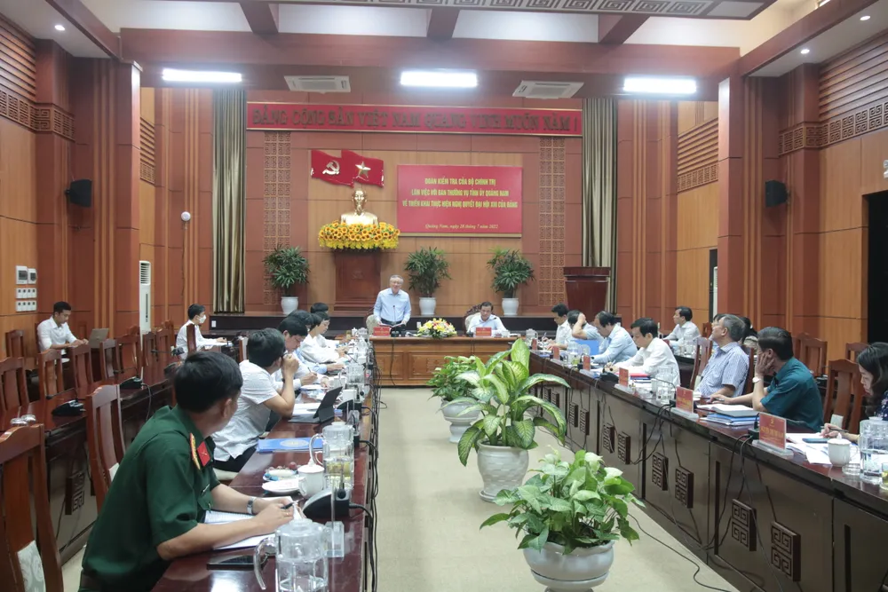 Đoàn kiểm tra của Bộ Chính trị làm việc với Ban Thường vụ Tỉnh ủy Quảng Nam ảnh 1 Đoàn kiểm tra của Bộ Chính trị làm việc với Ban Thường vụ Tỉnh ủy Quảng Nam ảnh 1