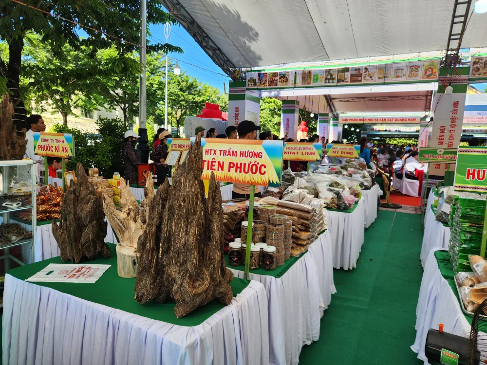 Nhiều sản phẩm mỹ nghệ, dược liệu của các địa phương khác cũng tham gia ngày hội