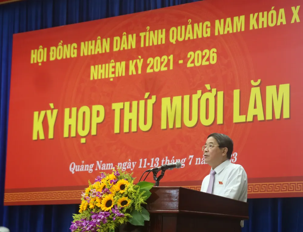 Phó Chủ tịch Quốc hội Nguyễn Đức Hải phát biểu tại kỳ họp HĐND tỉnh Quảng Nam. Ảnh: NGUYỄN CƯỜNG