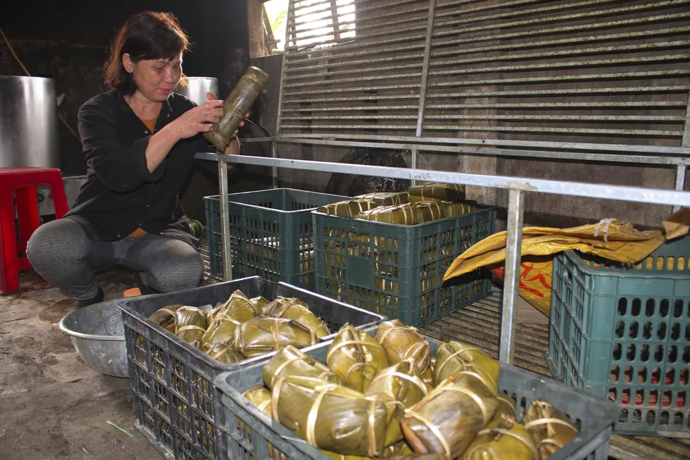 Làng nghề gói bánh chưng, bánh tét xanh như ngọc ảnh 12