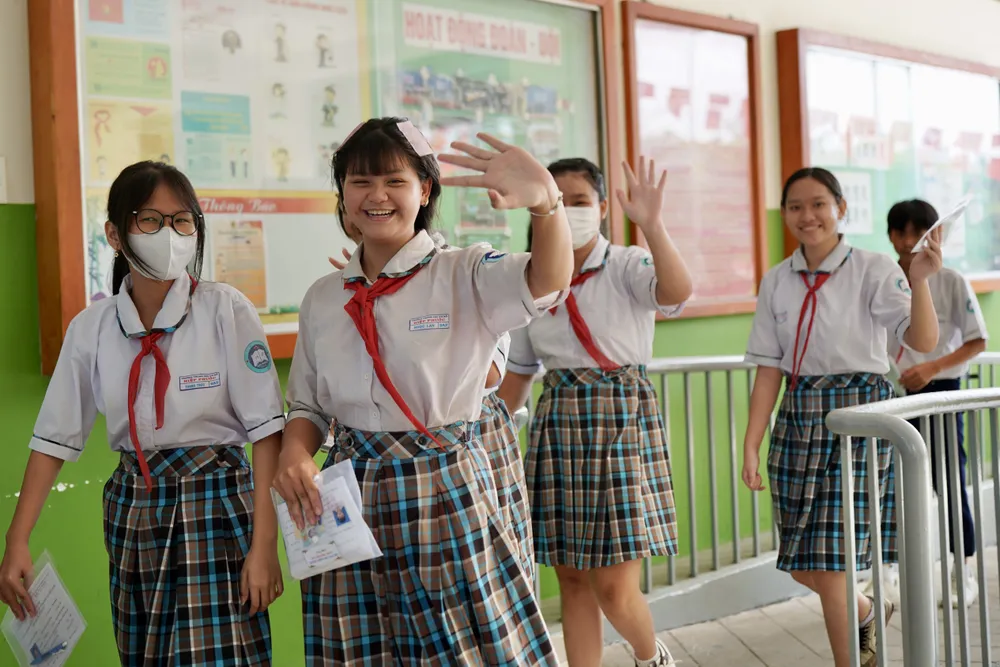 Thí sinh tại điểm thi trường THCS Nguyễn Thị Hương, huyện Nhà Bè 9HH02821.jpeg