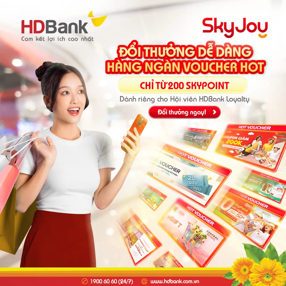 Người dùng mới đăng ký Khách hàng thân thiết HDBank sẽ được tặng điểm thưởng để đổi vé bay Vietjet Air dễ dàng Người dùng mới đăng ký Khách hàng thân thiết HDBank sẽ được tặng điểm thưởng để đổi vé bay Vietjet Air dễ dàng
