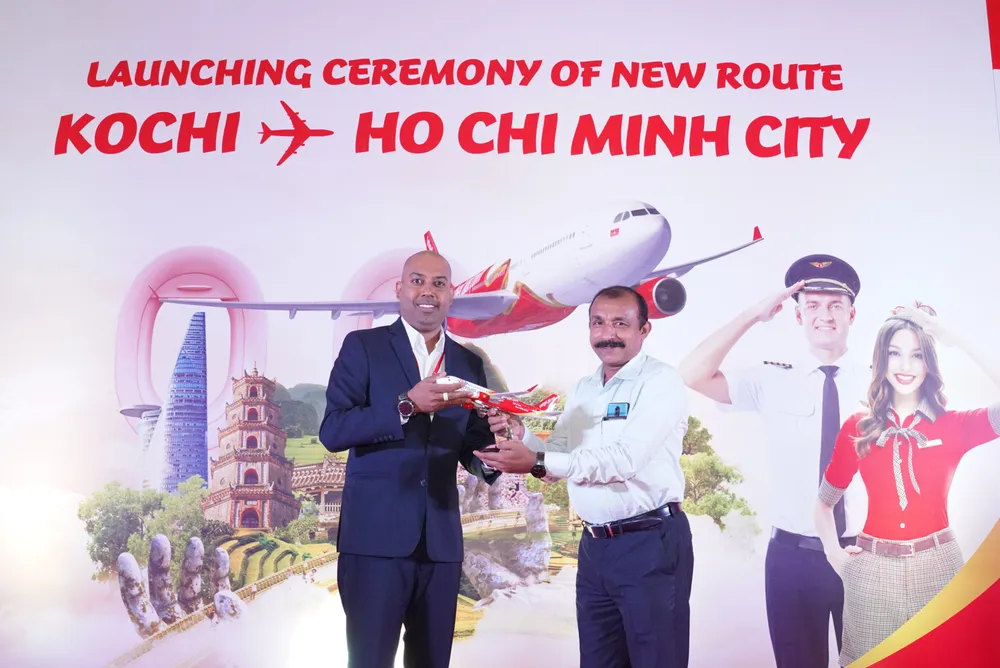 Lễ khai trương đường bay mới Kochi - TPHCM diễn ra trang trọng với các nghi thức truyền thống Ấn Độ tại Sân bay Kochi