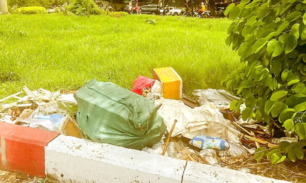 Những bãi rác tự phát trên đường Điện Biên Phủ, dưới chân cầu Sài Gòn (quận Bình Thạnh). Ảnh: Hoàng Văn C4c.jpg