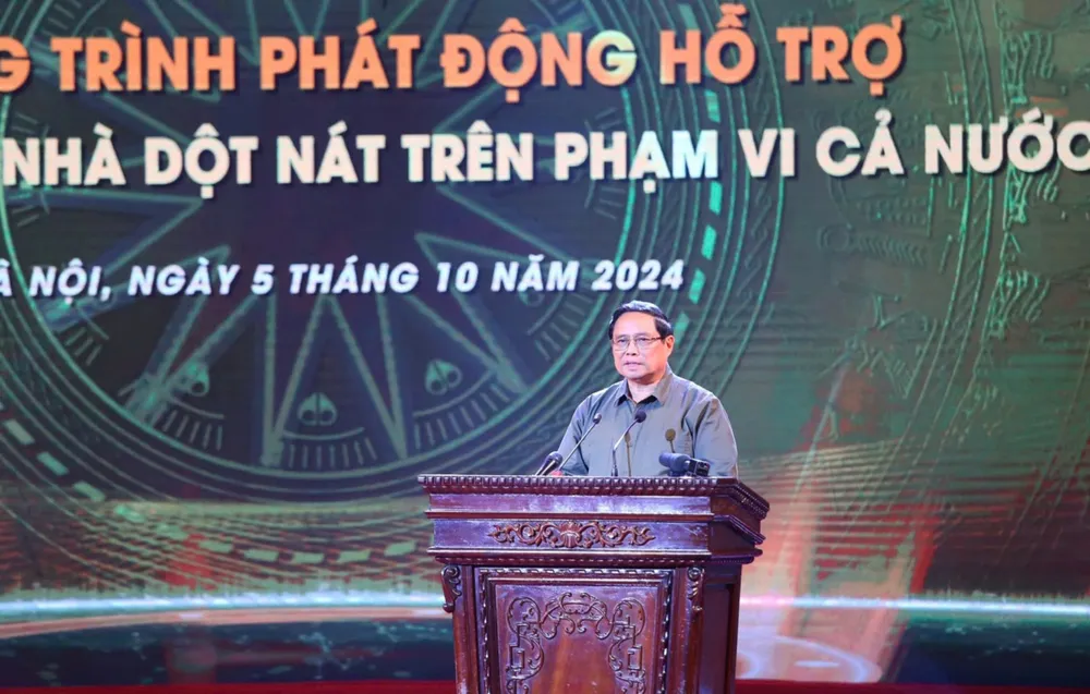 Thủ tướng Chính phủ Phạm Minh Chính phát biểu chỉ đạo tại Chương trình phát động hỗ trợ xóa nhà tạm, nhà dột nát trên cả nước 581fca968c263b7862372.jpg