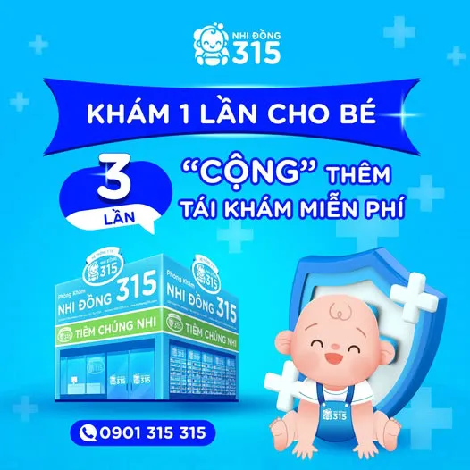 Từ 1-7-2025, tất cả khách hàng đưa bé đến khám bệnh tại Nhi Đồng 315 sẽ được tặng ngay: 3 lần tái khám miễn phí trong 1 đợt bệnh, Áp dụng đúng theo lịch hẹn trên toa thuốc bác sĩ và Không phát sinh thêm chi phí Picture5.png