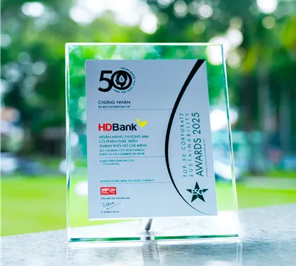 HDBank lần thứ ba liên tiếp được vinh danh trong Top 50 Doanh nghiệp Phát triển bền vững tiêu biểu Việt Nam 1755142047004-7513.png