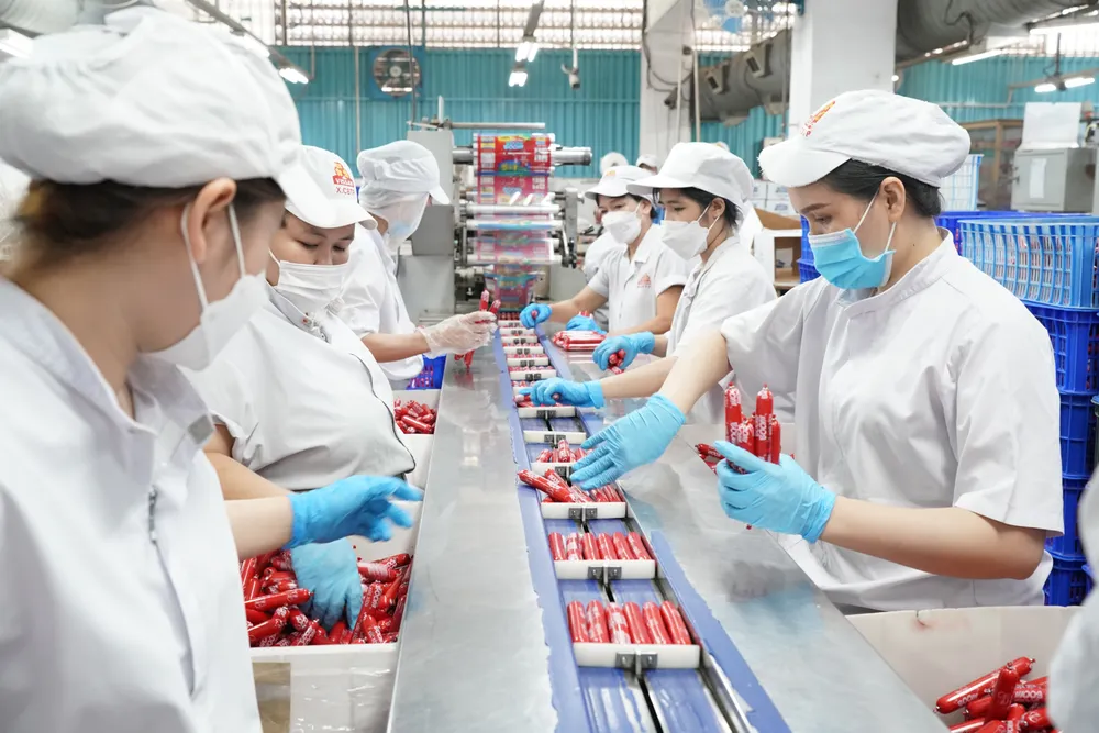 Dây chuyền đóng gói sản phẩm tại doanh nghiệp xanh - Công ty CP Việt Nam kỹ nghệ súc sản (Vissan). Ảnh: Hoàng Hùng U5A.jpg