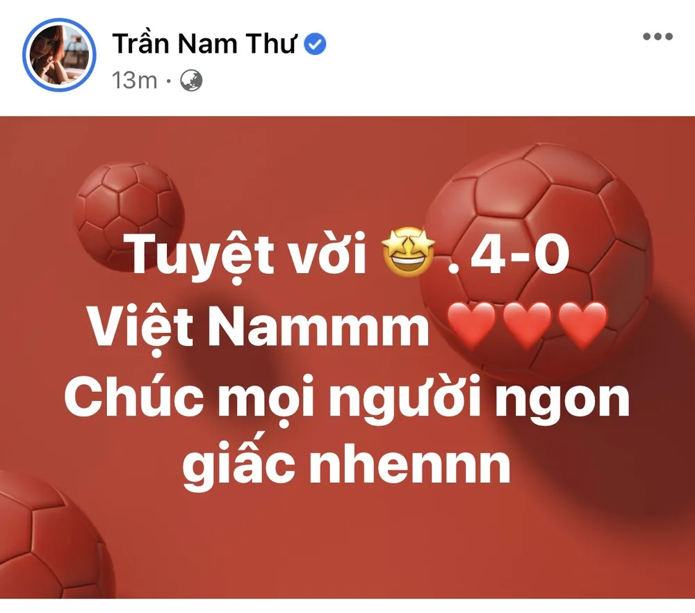 Giới nghệ sĩ thức khuya ăn mừng chiến thắng của tuyển Việt Nam ảnh 3