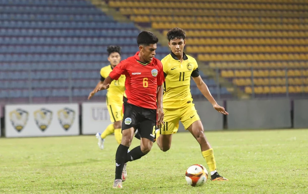 Timor Leste đánh bại Malaysia vào tối 29-4. ẢNH: FAT