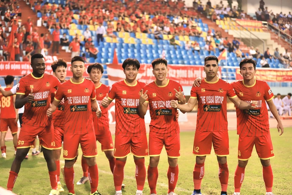 Công an Nhân dân đã giành tấm vé thăng hạng V-League 2023 đầu tiên. ẢNH: THU NGA