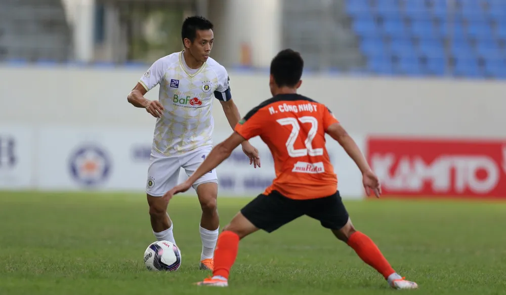 Hà Nội FC bắt buộc đánh bại Đà Nẵng để chiếm lại ngôi đầu V-League 2022. ẢNH: MINH HOÀNG