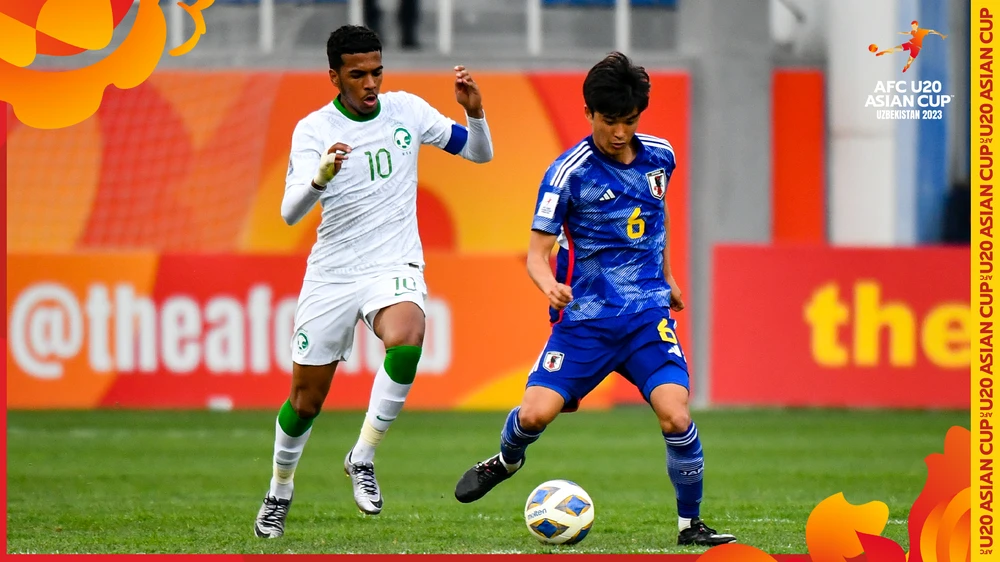 U20 Nhật Bản đánh bại U20 Saudi Arabia để khép lại bảng D với 9 điểm tuyệt đối. ẢNH: AFC 