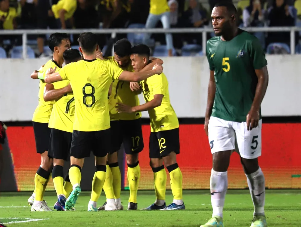 Malaysia ngược dòng đánh bại Quần đảo Solomon. ẢNH: FAM Malaysia ngược dòng đánh bại Quần đảo Solomon. ẢNH: FAM