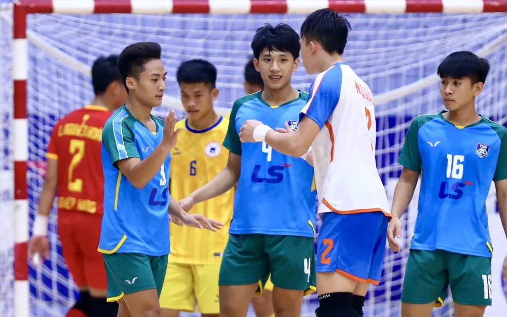 Niềm vui của U20 Thái Sơn Nam TPHCM khi góp mặt vào trận chung kết. ẢNH: TÂM HÀ 