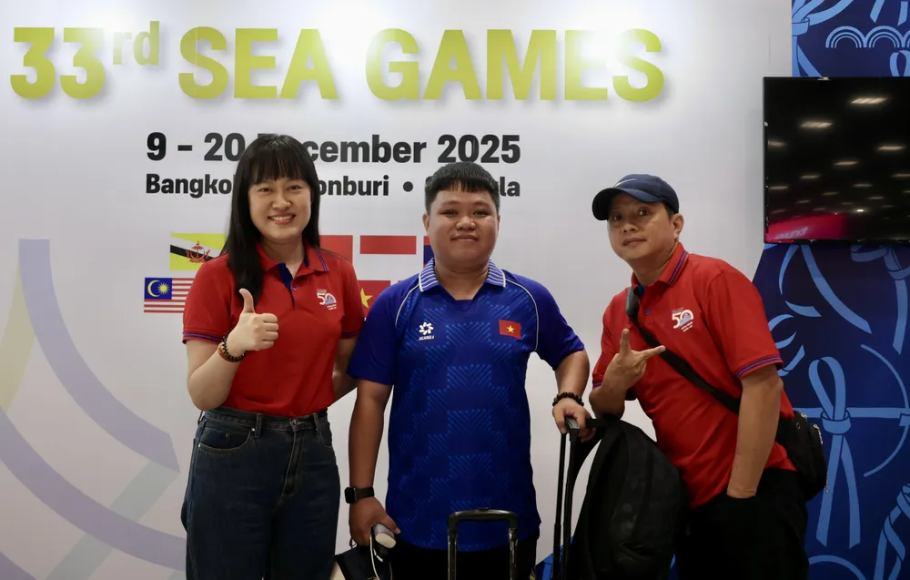 Nhóm phóng viên báo SGGP tác nghiệp tại SEA Games 33. ẢNH: DŨNG PHƯƠNG