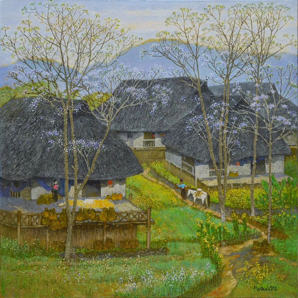 Tác phẩm "Mùa xuân Tây Bắc" của họa sĩ Mai Xuân Oanh Tác phẩm "Mùa xuân Tây Bắc" của họa sĩ Mai Xuân Oanh