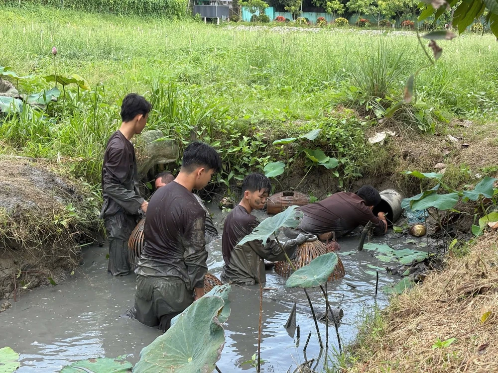 Khách trải nghiệm tát đìa bắt cá tại Sông Hậu Farm sh3.jpg
