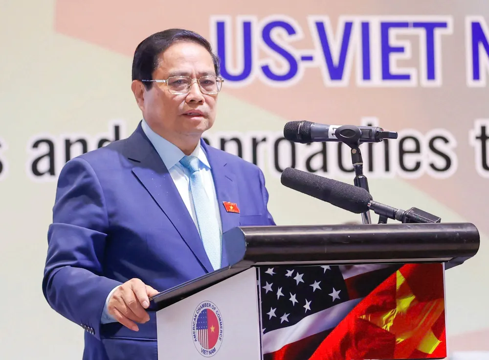 Thủ tướng Phạm Minh Chính dự và phát biểu tại Hội nghị Thượng đỉnh Kinh doanh Việt Nam - Hoa Kỳ năm 2024, sáng 27-11. Ảnh: VIẾT CHUNG z6073416562804_b263218b12fa0dcabb618533ede29f2d.jpg