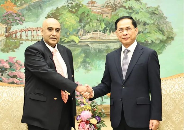 Phó thủ tướng, Bộ trưởng Bộ Ngoại giao Bùi Thanh Sơn tiếp ông Ali Ijaz Ahmad, Chủ tịch Tập đoàn Makara Capital. Ảnh: VGP ts1.png