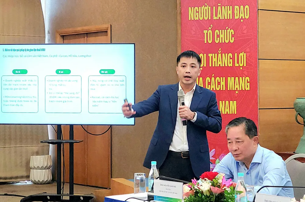 Ông Đậu Anh Tuấn, Phó Tổng Thư ký VCCI, trình bày tại hội thảo. Ảnh: HÀ NGUYỄN z7097017970731_8cac5990b177c92f69abcd42a864dbb5.jpg