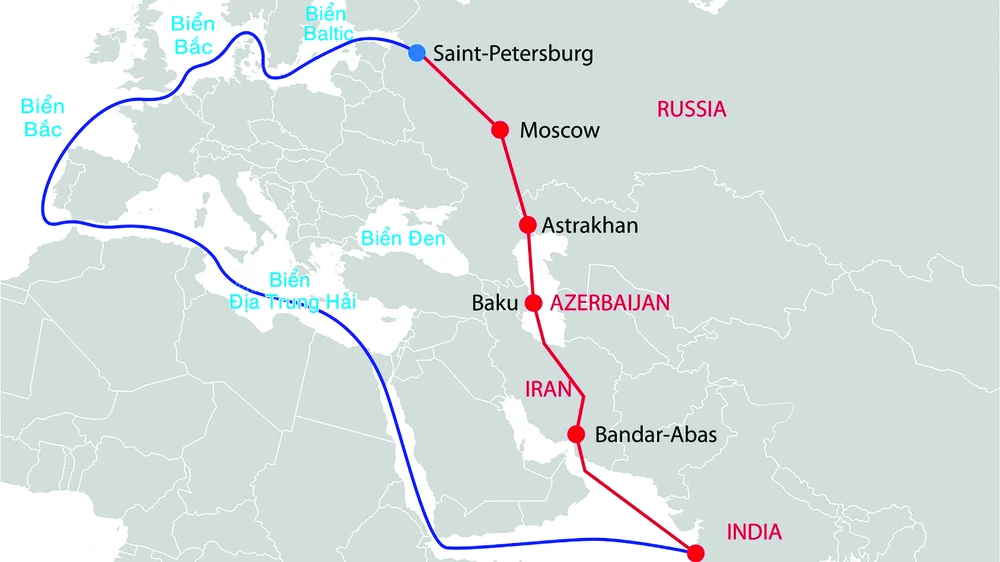 Bản đồ minh họa dự án Hành lang vận tải Bắc - Nam quốc tế 