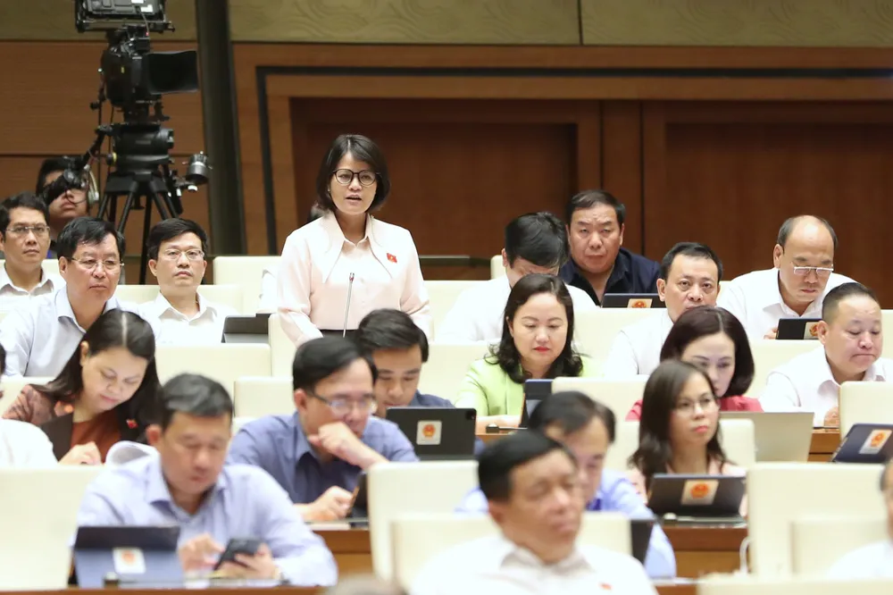 ĐB Nguyễn Hoàng Bảo Trân (Bình Dương) chất vấn sáng 6-6. Ảnh: QUANG PHÚC ĐB Nguyễn Hoàng Bảo Trân (Bình Dương) chất vấn sáng 6-6. Ảnh: QUANG PHÚC