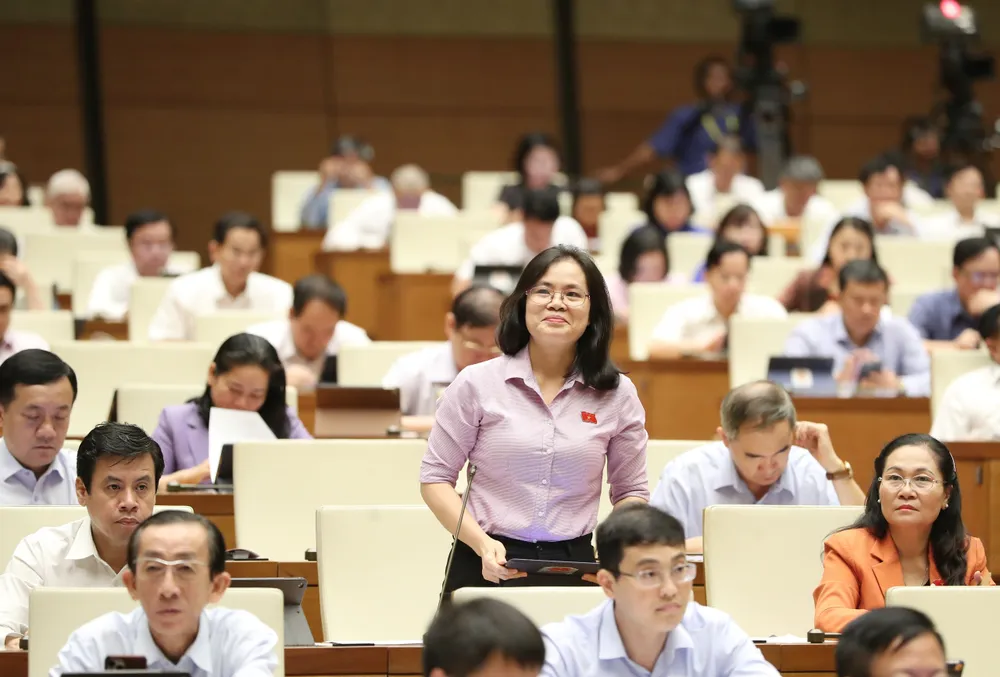 ĐB Nguyễn Thị Hồng Hạnh (TPHCM) chất vấn sáng 6-6. Ảnh: QUANG PHÚC ĐB Nguyễn Thị Hồng Hạnh (TPHCM) chất vấn sáng 6-6. Ảnh: QUANG PHÚC