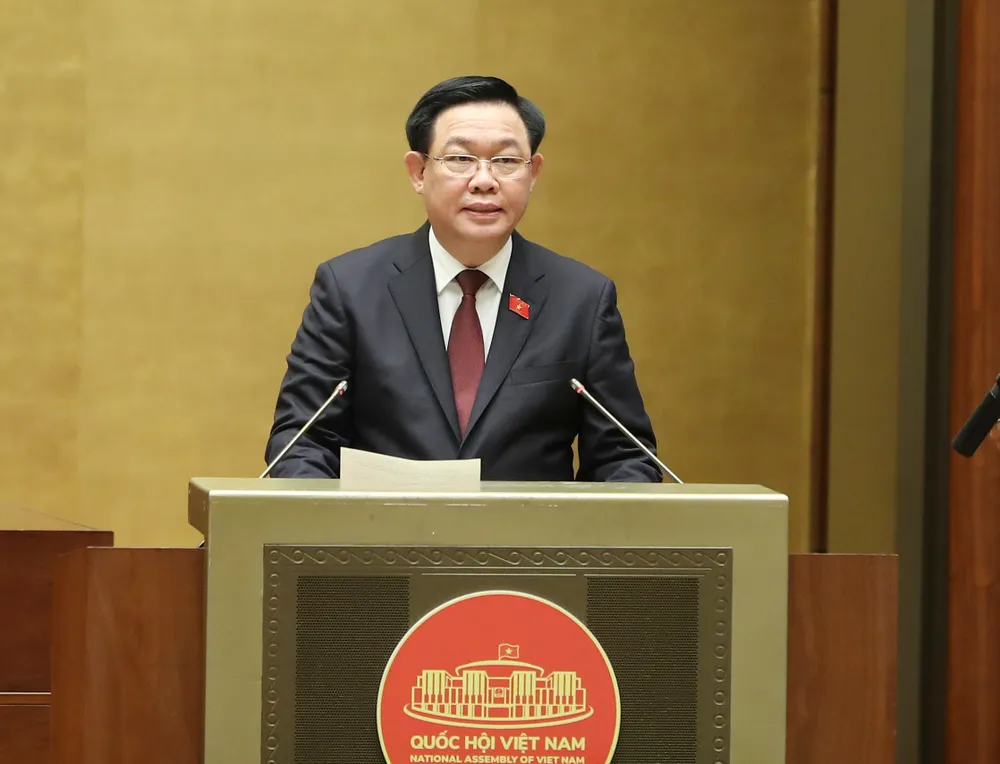 Chủ tịch Quốc hội Vương Đình Huệ điều hành phiên chất vấn chiều 6-6. Ảnh: QUANG PHÚC