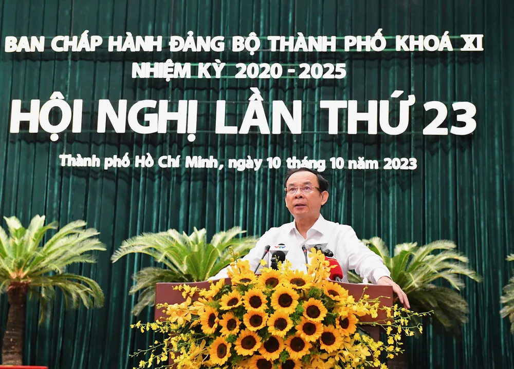 Bí thư Thành ủy TPHCM Nguyễn Văn Nên phát biểu khai mạc hội nghị. Ảnh: VIỆT DŨNG Bí thư Thành ủy TPHCM Nguyễn Văn Nên phát biểu khai mạc hội nghị. Ảnh: VIỆT DŨNG