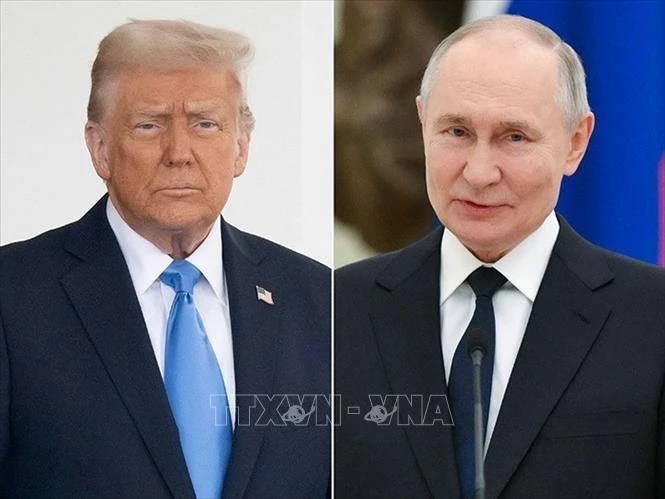 Tổng thống Trump (trái) và Tổng thống Putin sẽ có cuộc điện đàm vào ngày 18-3. Ảnh: GETTY IMAGES/TTXVN