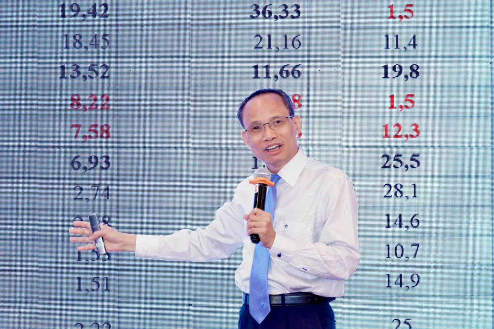 Tiến sĩ Cấn Văn Lực, thành viên Hội đồng Tư vấn chính sách của Thủ tướng, chia sẻ tại diễn đàn. Ảnh: HOÀNG HÙNG Lực 1.jpg