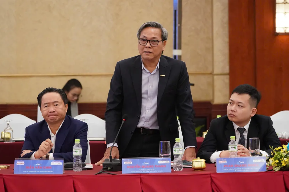Ông Nguyễn Quang Thanh, Phó Tổng giám đốc HFIC – chia sẻ từ góc nhìn đầu tư tài chính công và định hướng ưu tiên vốn. Được biết, HFIC đã hợp vốn với 9 ngân hàng để tăng nguồn vốn hỗ trợ cho các doanh nghiệp. Ảnh: HOÀNG HÙNG Quang Thanh.jpg