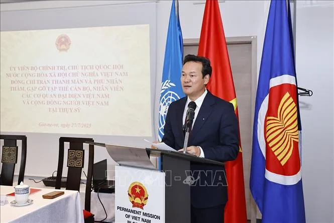 Đại sứ Mai Phan Dũng, Trưởng Phái đoàn đại diện Thường trực Việt Nam tại Liên hợp quốc, Tổ chức Thương mại thế giới và các Tổ chức quốc tế khác tại Geneva. Ảnh: TTXVN gap-28725.jpg