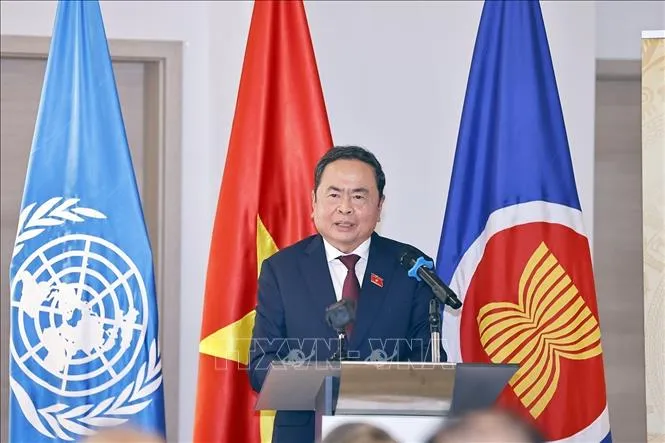 Chủ tịch Quốc hội Trần Thanh Mẫn phát biểu. Ảnh: TTXVN gap-28725b.jpg