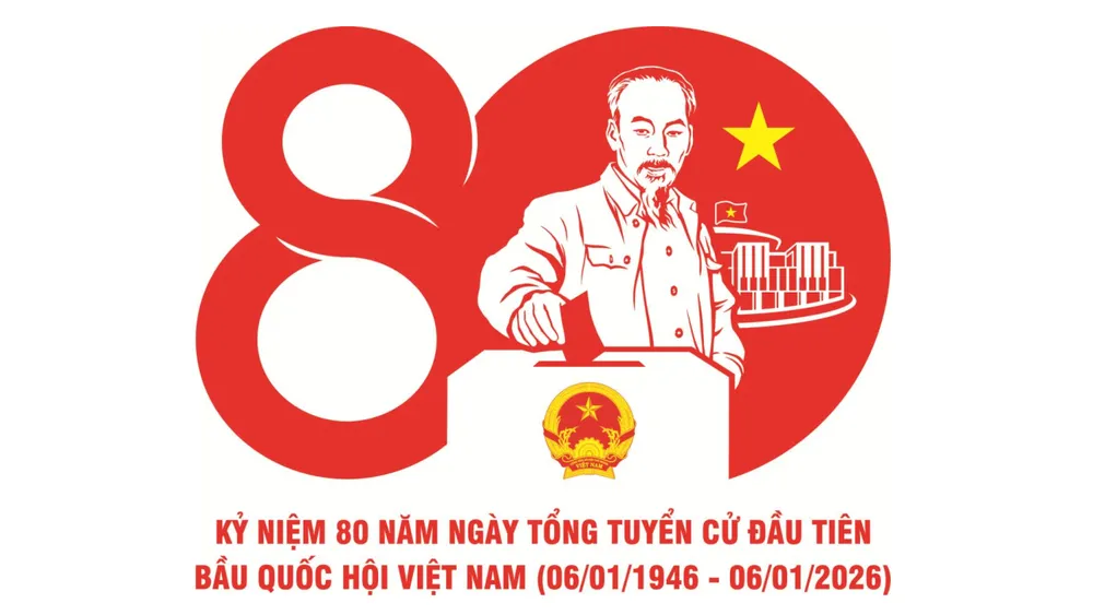 Biểu trưng chính thức kỷ niệm 80 năm ngày Tổng tuyển cử đầu tiên bầu Quốc hội Việt Nam