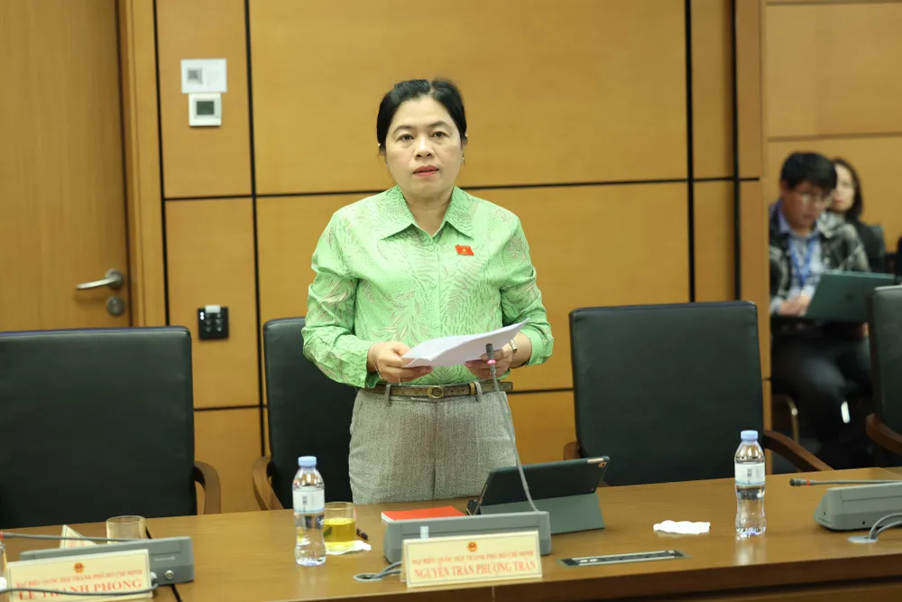 Đại biểu Nguyễn Trần Phượng Trân (TPHCM) phát biểu tại thảo luận tổ. Ảnh: QUANG PHÚC A2a.jpg