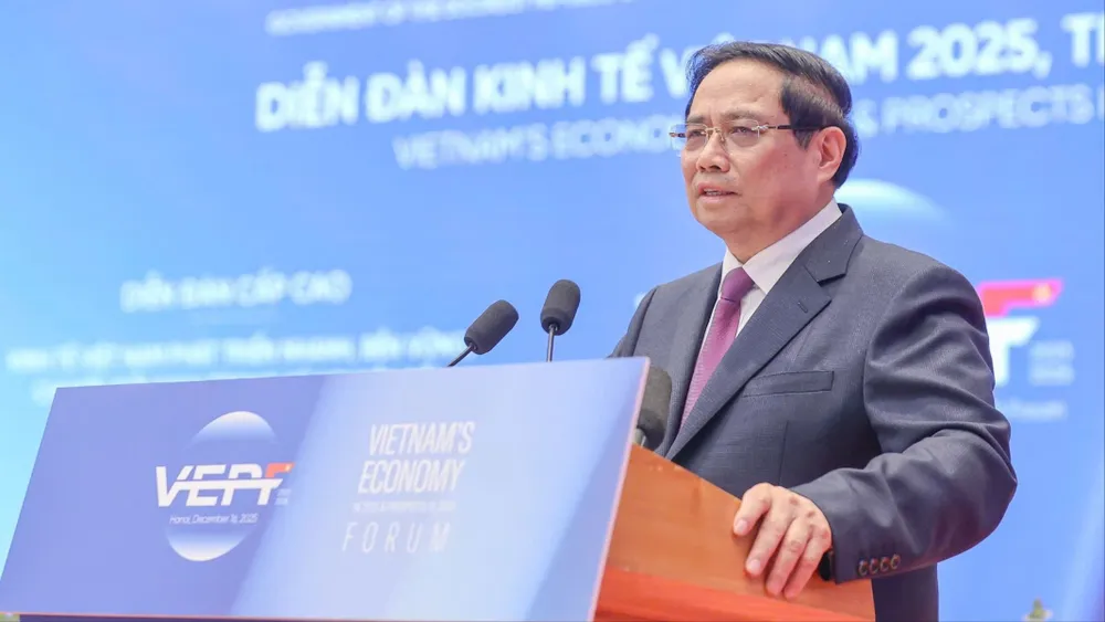 Thủ tướng nêu rõ: Mục tiêu tăng trưởng 2 con số của Việt Nam là có nền tảng, có dư địa và khả thi. Ảnh: VIẾT CHUNG