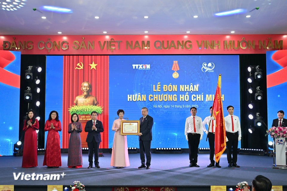 党中央总书记苏林向越通社授予胡志明勋章
