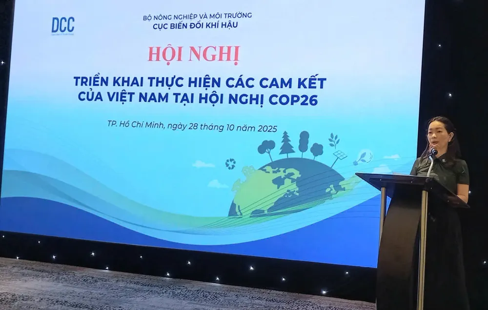 Đại diện ban tổ chức chia sẻ thông tin tại hội nghị. Ảnh: MINH HẢI gen-n-z7162616135026_628ea52bcf603934fd2fd566845fd085.jpg