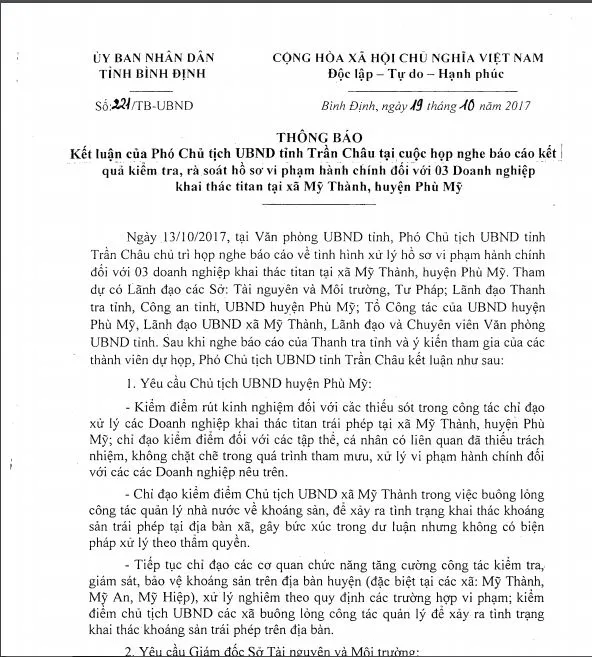Kiểm điểm Phó giám đốc Sở TN-MT, Chủ tịch xã để DN moi rút titan trái phép  ảnh 3