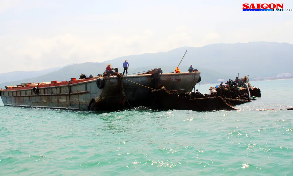 Cận cảnh thợ lặn ngâm mình giữa biển, tìm cách lặn vào khoang tàu đắm ảnh 8