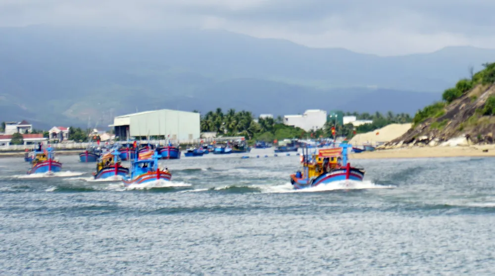 Đoàn tàu cá nối nhau mở biển ra khơi đánh bắt