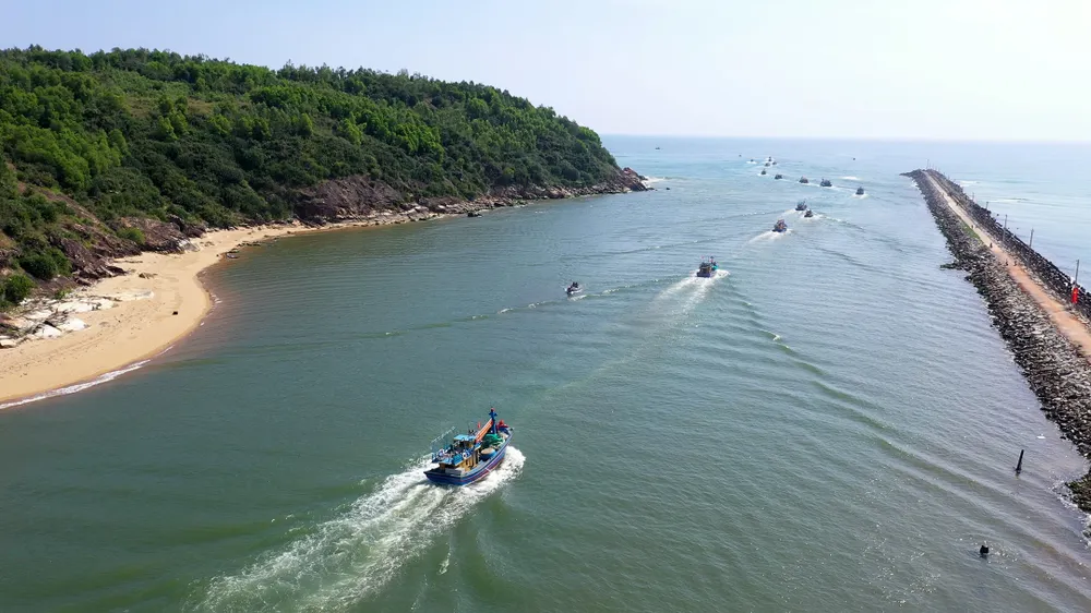 Các tàu cá nối nhau mở biển vươn khơi đánh bắt tại cảng cá Tam Quan