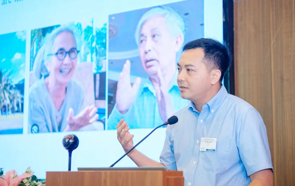 Le professeur associé, Dr. Pham Ngoc Diep (Centre spatial du Vietnam) a informé lors de l'atelier. Photo : TRUNG NHAN SAGI (2).jpg